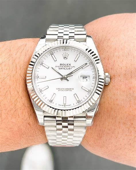 rolex white dial replica|rolex datejust 41mm white dial.